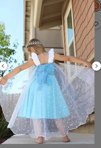 Summer Elsa Dress Size 7/8- Blue & White - Picture 1 of 3