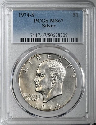 1974-S  $1 EISENHOWER IKE SILVER DOLLAR SAN FRANCISCO MINT PCGS MS67 #50678709 - Image 1 of 4