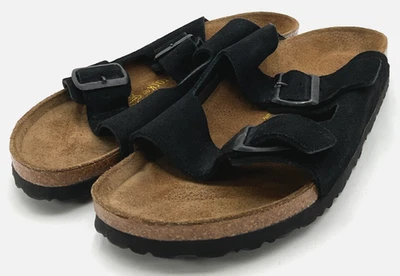 Sandalias Birkenstock Arizona para hombre talla 10 EE. UU. 43 UE negras de gamuza estrechas Foto 1 de 4