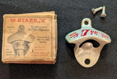 Vintage 7 Up Starr X Wall Mount Bottle Opener Original Box And Screws 7up - Image 1 of 4