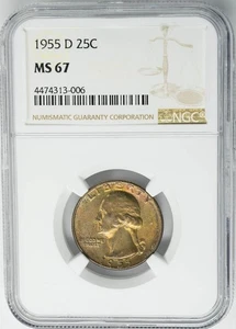 Washington Quarter 25c 1955-D MS67 color NGC 950690-18 - Imagen 1 de 5