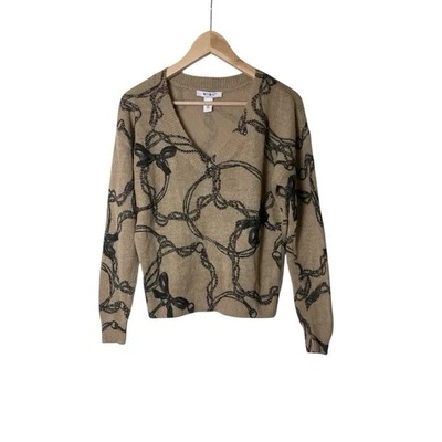 Suéter con cuello en V estampado de cinta y lazo del mercado negro de la Casa Blanca S Foto 1 de 4