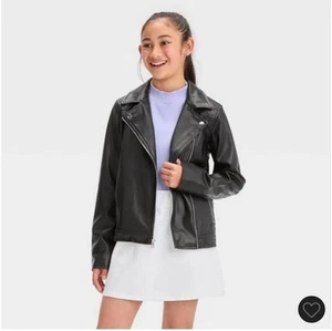 Art Class Jacket Girls Medium (7/8) Black Faux Leather Pleather Biker Moto  - Picture 1 of 11