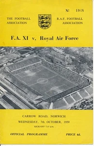 NORWICH CITY - FA X1 v Royal Air Force RAF (@ Carrow Road) 1959/1960 - Picture 1 of 1