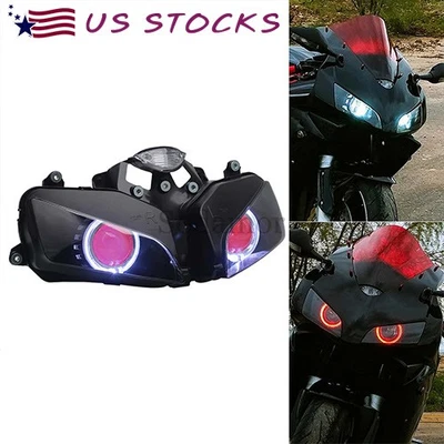 Conjunto de faros blanco ojo de ángel halo + rojo mal de ojo para Honda CBR600RR 03-06 Foto 1 de 4