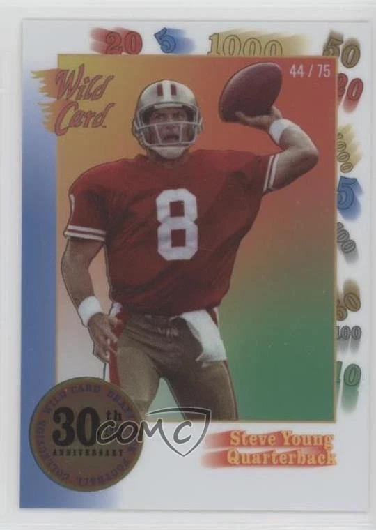 2021 Wild Card Nationals 30th Anniversary White Blue /75 Steve Young HOF - Image 1 of 2