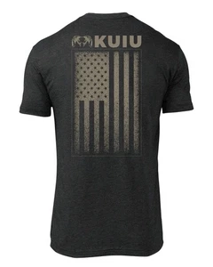 KUIU T-Shirt Men Sz XL Hunting Tee USA Charcoal Gray American Flag Back Logo NEW - Picture 1 of 3