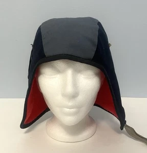 Vintage Hard Hat Liner Hat Blue With Chin Strap & Red Interior - Picture 1 of 10