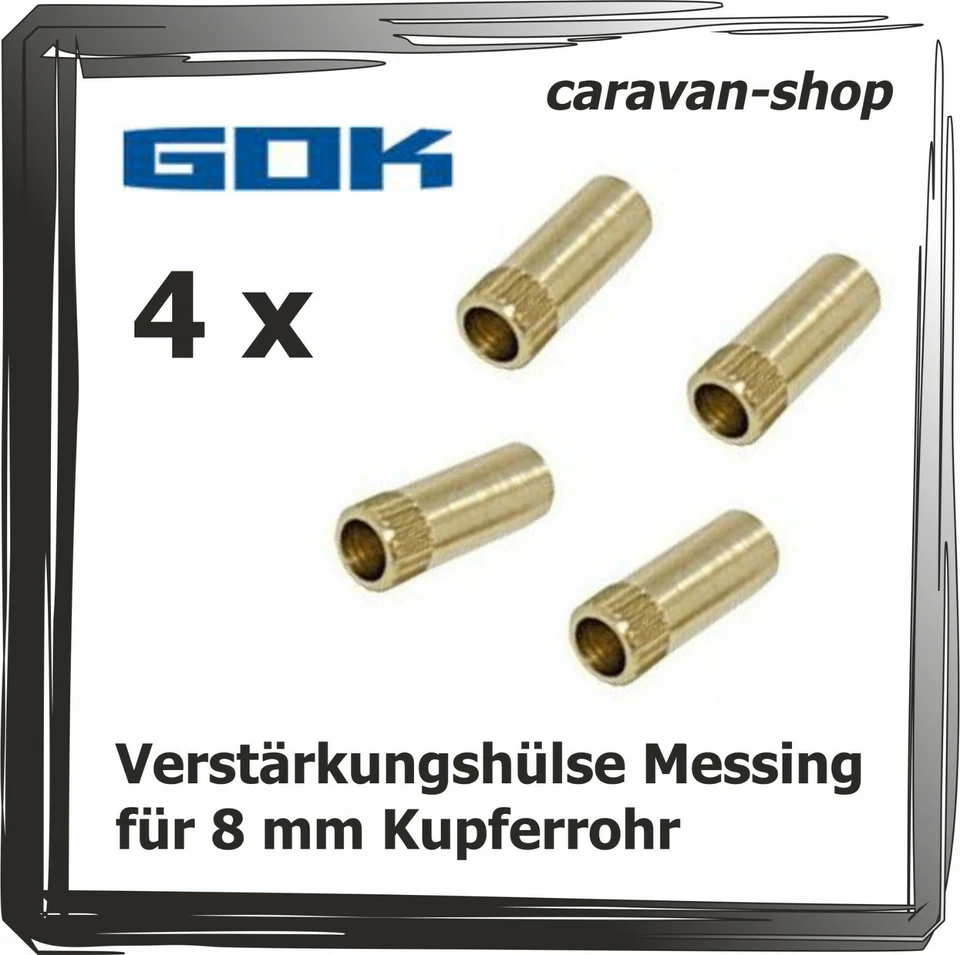 GOK 4 x Verstärkungshülse Messing für Gas Kupferrohr 8 mm Boot Marine Stützhülse