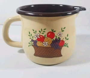 Vintage 1986 FTDA Fruit Basket Made in Taiwan Tea Coffee Mug Cup Enamel  - Picture 1 of 11