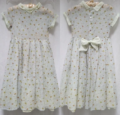 Vintage 1950s Sheer Chiffon Butterfly and Ladybug Print Girl's Dress - Size 10 - Image 1 of 4