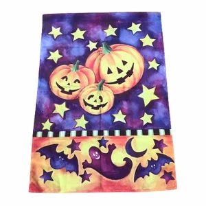 Bandera Jardín Halloween Calabazas Murciélagos Estrellas Fantasma Luna Amarillo Naranja Púrpura 39x27 - Imagen 1 de 4
