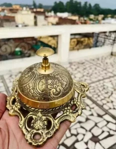 Table Desk Bell Antique Vintage Brass Hotel Service Ornate Reception Counter - Picture 1 of 5