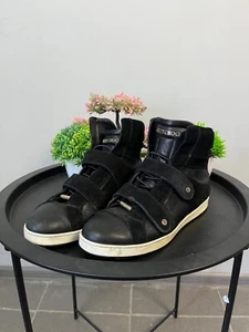 Jimmy Choo Tokyo Glitter Metallic Nappa High Top Sneakers Women Black Size 38 - Picture 1 of 13