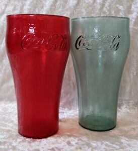 VINTAGE - Coca Cola Plastic Cups (2) - Dixie Collectables - clear blue and red