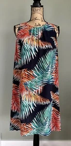 Vestido para mujer VINCE CAMUTO talla S transparente sin mangas azul tropical naranja verde azulado - Imagen 1 de 14