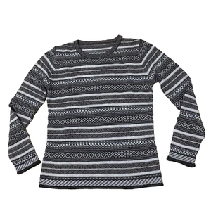 Baby Alpaca Peru Luxury Sweater Adult M Brown Nordic Stripe Light Crop Knit 35" - Picture 1 of 19