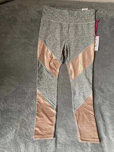 Justice Girl's Leggings Size XL 16/18 Shine Texture Texture Blocked Pants Gray - Picture 1 of 8