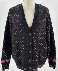 NEW Torrid Cardigan Drop Shoulder Vneck Button Front Sweater Hearts Pink 0 Lg 12 - Picture 1 of 2