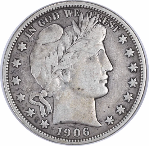 1906-S Barber Silver Half Dollar VF Uncertified #121 Cover