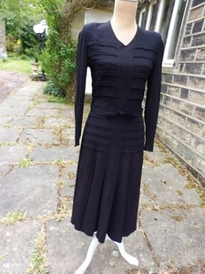 Stunning original 1940's black crepe dress small size - Picture 1 of 9