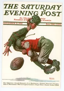 Postcard Saturday Evening Post Tackled by Norman Rockwell Football - Bild 1 von 2