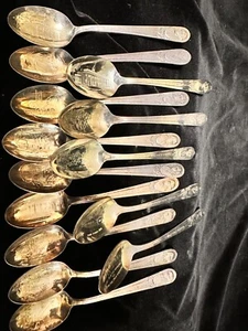 Rare Set of 14 Wm Rogers Co Vintage Presidential Spoons Silver Plated - Picture 1 of 6