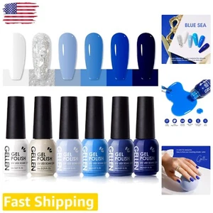 Non-Toxic Blue Gel Nail Polish Set - Natural Resin Formula for Healthy Nails - Picture 1 of 9