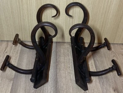 Rare Paire De Porte Manteau En Bois Courbé De Bistrot XIXE - Photo 1/4