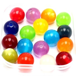 50 Mixed Colour Acrylic Cats eye Round Beads 12mm Crafts Jewelry Making - Picture 1 of 10