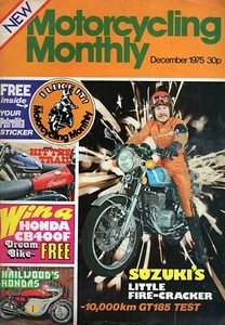 Motorcycling Monthly Motorcycle Magazine Dec 1975 - 2nd Issue Suzuki GT-185 - Imagen 1 de 1