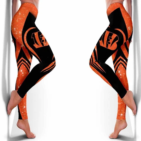 Cincinnati Bengals Women's Butt Lifting Leggings High Waist Stretch Yoga Pants Cover