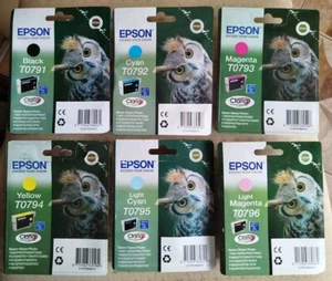 6x Oryginalne wkłady atramentowe Epson T0791 T0792 T0793 T0794 T0795 T0796 - Zdjęcie 1 z 10