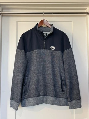 Roots Canada 1/4 拉链海军蓝套衫男式毛衣大号拉链口袋 — 第 1/4 张图片