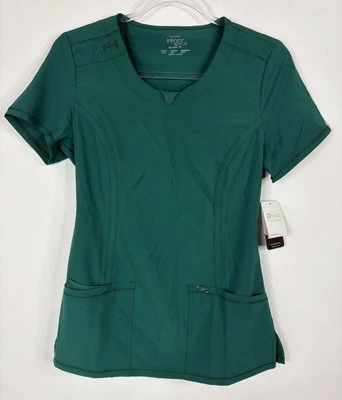 Cherokee Infinity Scrub Top Womens XS Hunter Green HNPS Contemporary 2624A NWT - Image 1 of 4