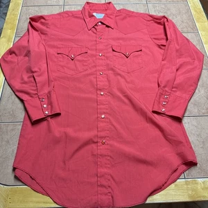 H Bar C Western Shirt Mens Large 16 32 Red Long Sleeve Snap USA Rodeo Rancher - Picture 1 of 7