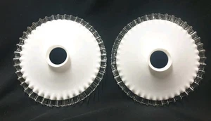 2 ANCIENS ABAT JOUR OPALINE MONT LUSTRE SUSPENSION LUMINAIRE ○ 25 cm - Foto 1 di 7