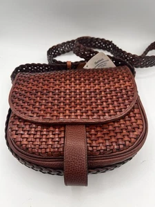 COSCI ITALY HANDGEWEBTE BRAUNE LEDER DAMEN CROSSBODY TASCHE HANDTASCHE NEU MIT ETIKETT - Bild 1 von 12