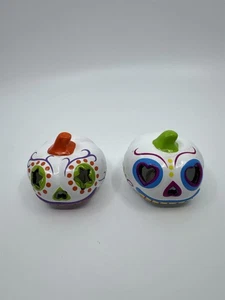 2er Set Halloween Tag der Toten leuchtende Sugar Skull Kürbisse - Bild 1 von 13