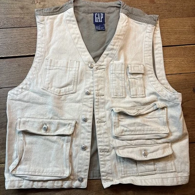 Vintage 1990s Gap Utility Photography Safari Outdoor Tactical Fishing Vest M - Image 1 of 4