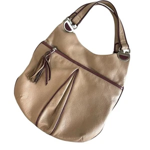 Cole Haan Pebbled Leather Hobo Shoulder Bag 13” X 12” Desert Rose Tassel - Picture 1 of 8