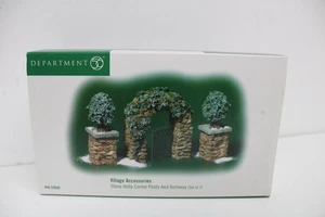 Postes de esquina de piedra Dept 56 Village con acebo y arco de piedra #56.52648 - Imagen 1 de 4