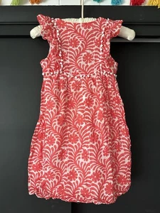 Milly Minis Girls Dress 7 Silk Cotton Blend Coral Floral Preppy - Picture 1 of 8