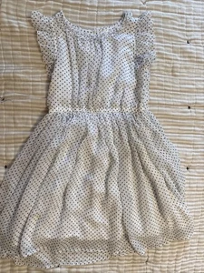 Girl Oshkosh Dress Size 8 Chiffon Sleeveless White Polka dots - Picture 1 of 8