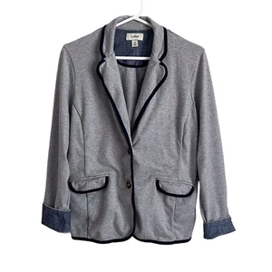 LL Bean Damen mittelgrau Baumwolle Blazer Preppy Outdoor Chambray klassisch edel - Bild 1 von 9