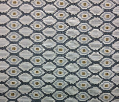 BALLARD DESIGN SOMBRA ATLANTIC InsideOut® BLUE GEO HONEYCOMB FABRIC BY YARD 57"W - Image 1 of 4