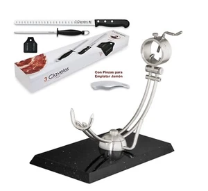 Soporte Jamonero Afinox Pectus De Silestone Negro + Juego Cuchillos 3 Claveles - Imagen 1 de 12