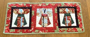 Hand Crafted Quilted Wall Hanging Geisha Kimono Oriental Design 12" x 28" - Picture 1 of 6