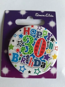 Happy 30th birthday, multicolour,Simon Elvin badge,Freepost U.K - Picture 1 of 1