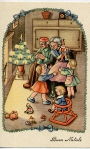 Serie Completa di 6 cartoline Bambini Buon Natale PC Circa 1940 13 3 - Imagen 1 de 6